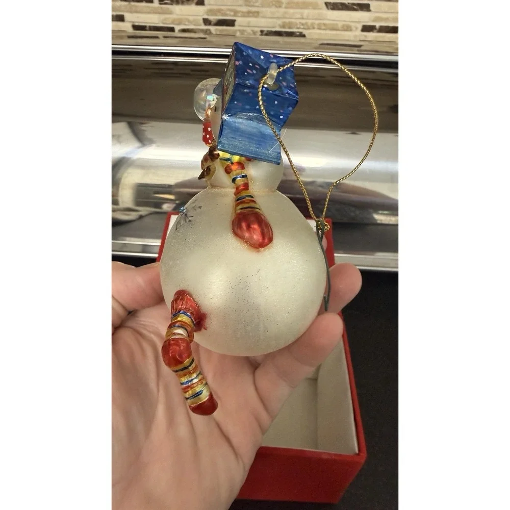 VTG Christopher Radko Blown Glass Ornament Chubby Cheer Delight Snowman Rare